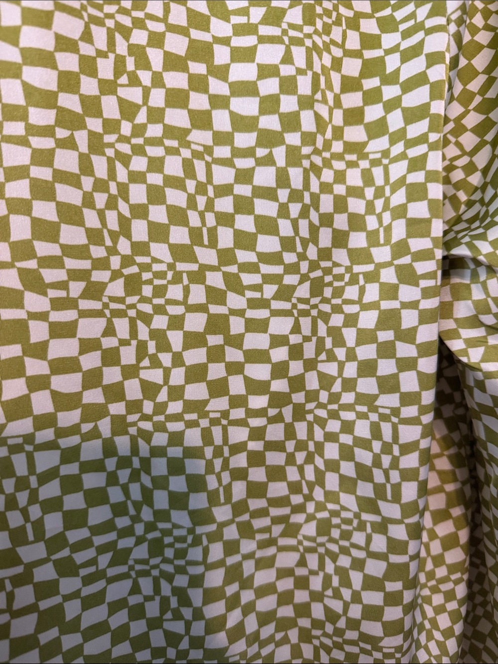 Maison D’Amelie Tie-Front Checker 70s Vibe Button-Down Shirt - Olive Green Size - Picture 8 of 14